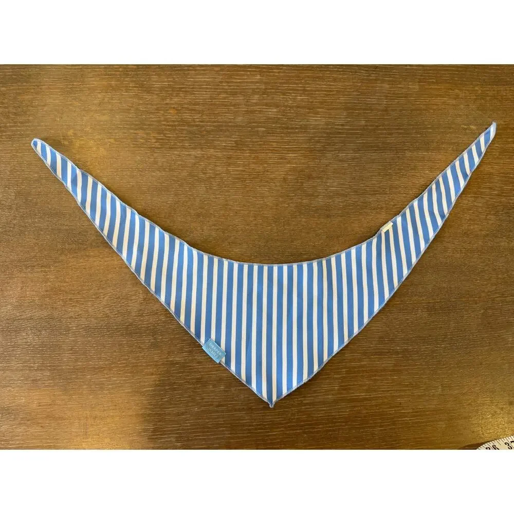 Draper James Navy white polka dot reversible blue and white striped dog bandana